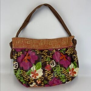FOSSIL KeyPer Floral Boho Waxed Canvas Purse